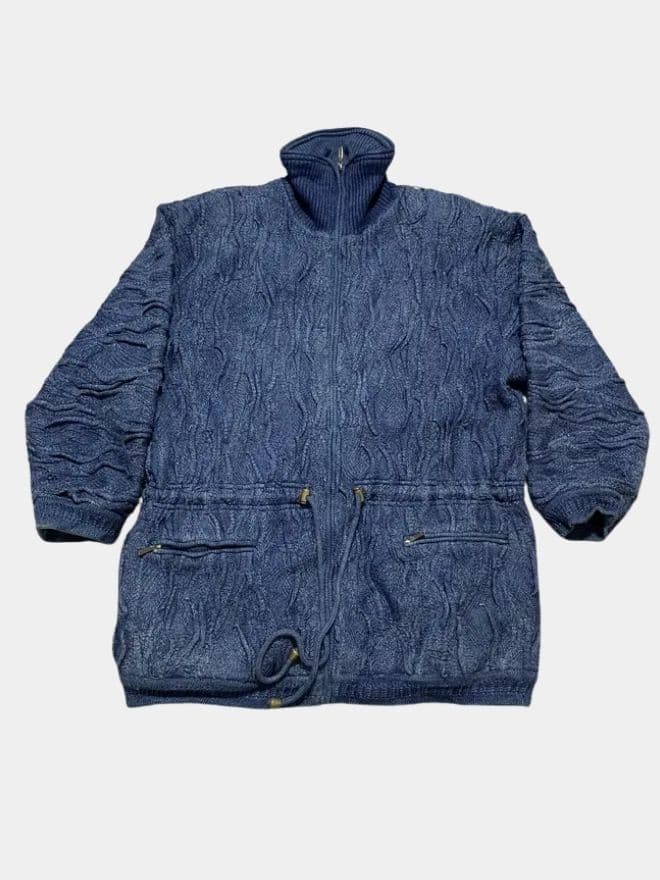 Vintage Coogi Blue Heavy Knit Full Zip Sweater