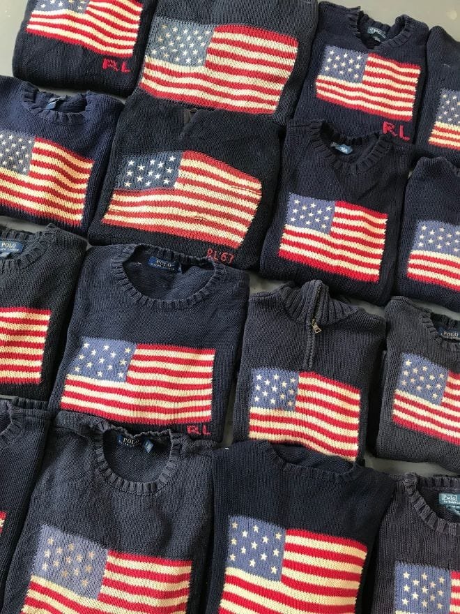 BUNDLE OF 35 RALPH LAUREN VINTAGE POLO AMERICAN FLAG KNIT SWEATER