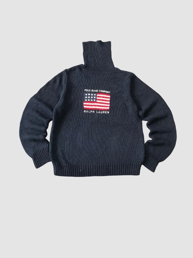 POLO VINTAGE RALPH LAUREN  AMERICAN FLAG KNIT SWEATER