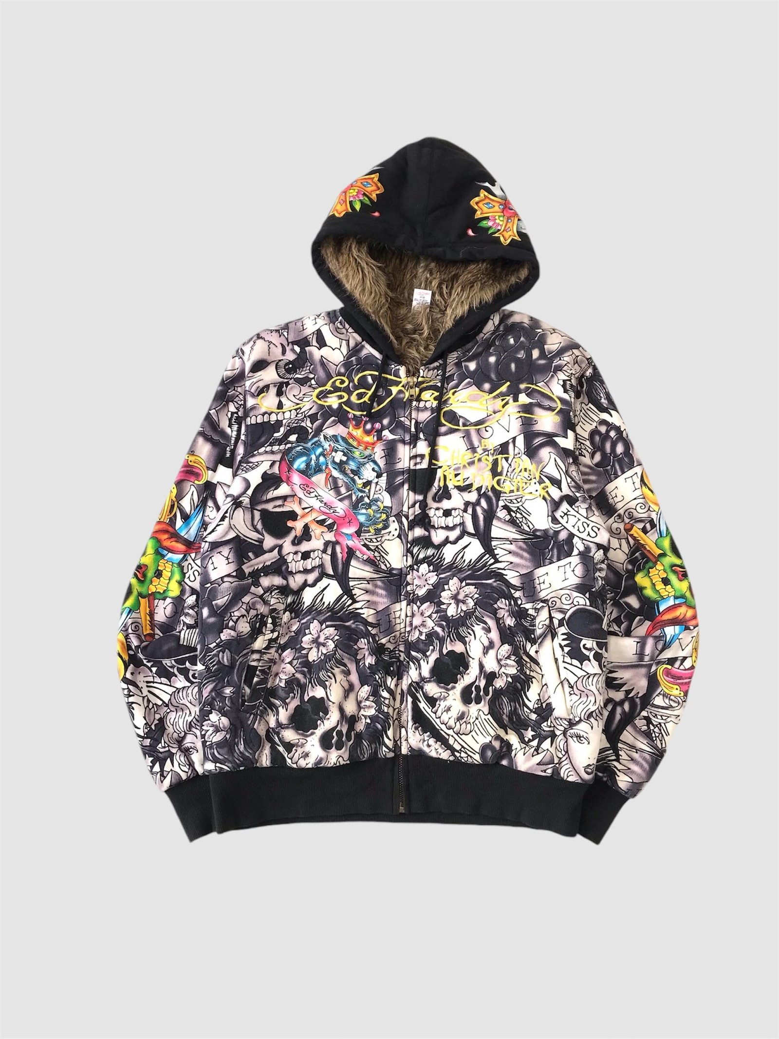 Vintage y2k style Ed Hardy AOP Hoodie Jacket