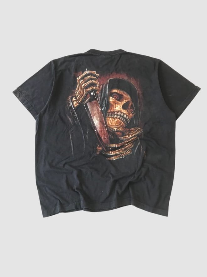 VINTAGE THE ROXX AOP BIG KILLING SKULL PRINTED TEE