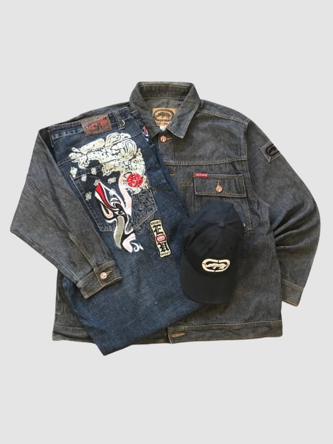 COMBO OF VINTAGE ECKO UNLTD DENIM JACKET AND PANT