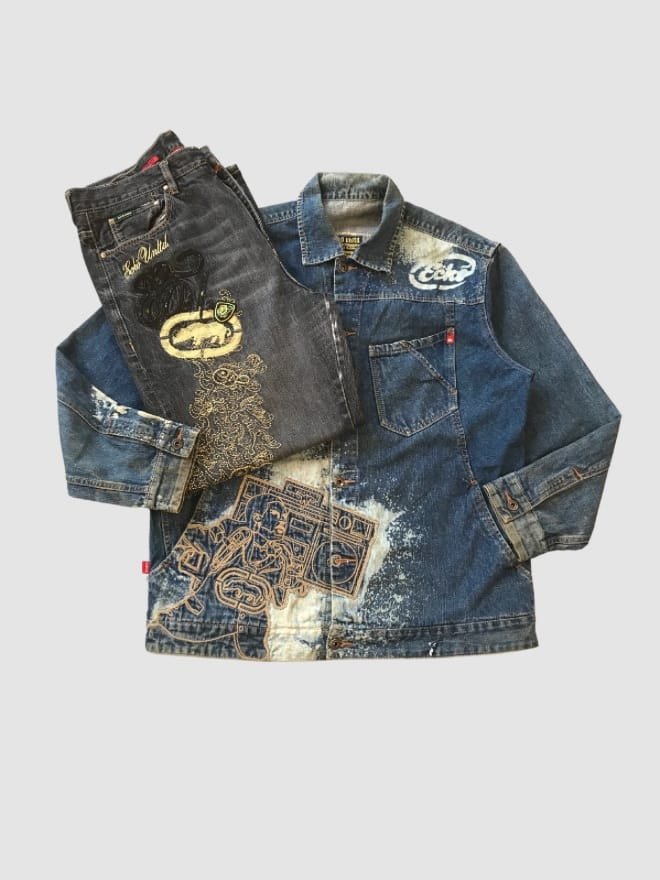 COMBO OF VINTAGE ECKO UNLTD DENIM JACKET AND PANT