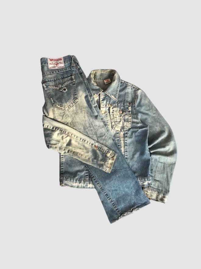 VINTAGE COMBO OF 2 TRUE RELIGION DENIM JACKET X PANT