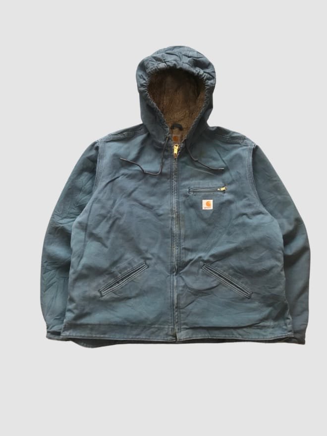 VINTAGE CARHARTT HOODIED DETROIT SHERPA LINE JACKET