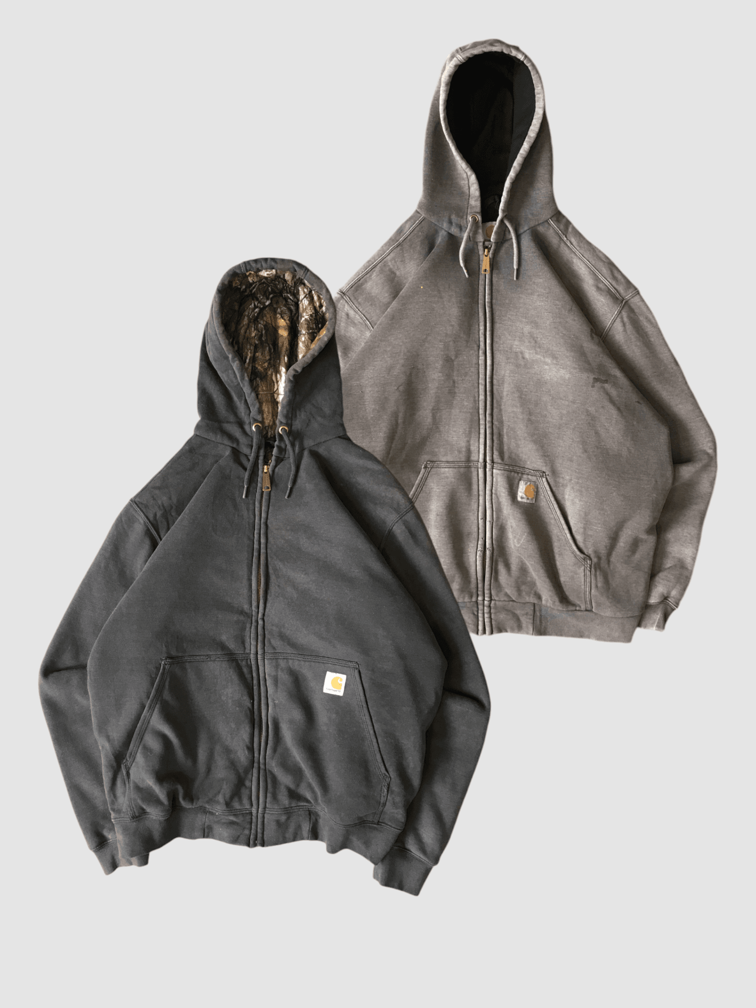 90's Faded Carhartt Hooded Thermo Sweat Zip Up Hoodie Jacket