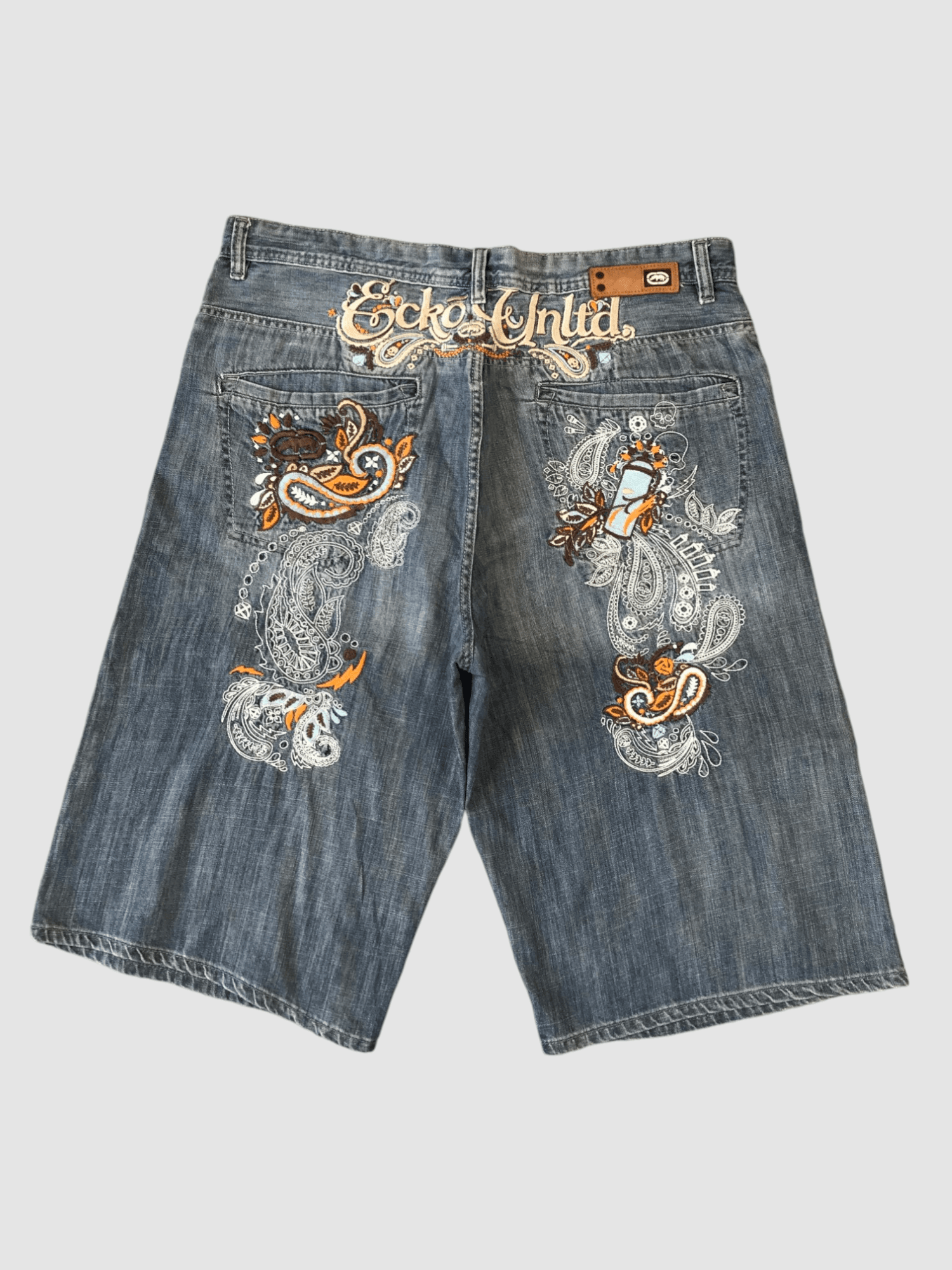 Vintage ECKO UNLTD Paisley Embroidery Jorts