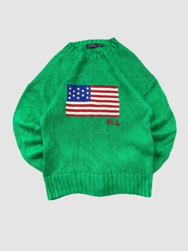 VINTAGE POLO RALPH LAUREN AMERICAN FLAG KNIT SWEATER