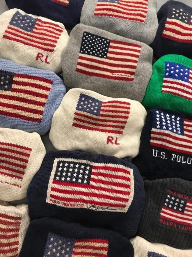 BUNDLE OF 20 VINTAGE RALPH LAUREN POLO AMERICAN FLAG SWEATER