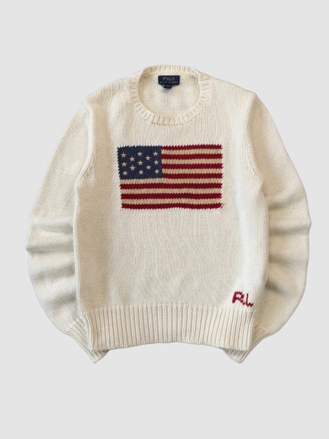 VINTAGE POLO RALPH  LAUREN FLAG SWEATER