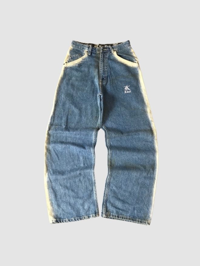 VINTAGE KARL KANI SPELL OUT BLEACHED DENIM