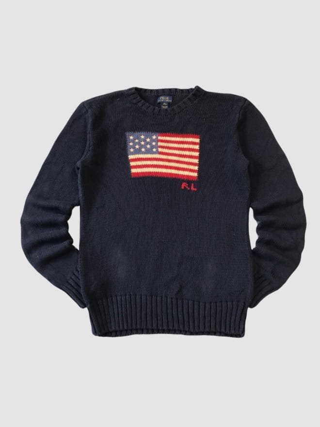 VINTAGE POLO RALPH  LAUREN FLAG SWEATER