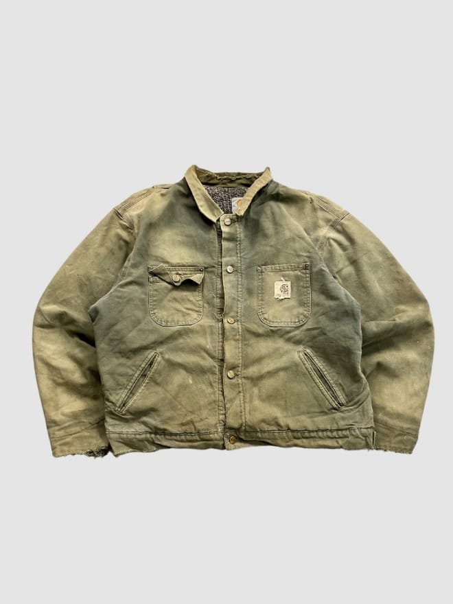 90S VINTAGE FOREST GREEN CHORE DENIM JACKET