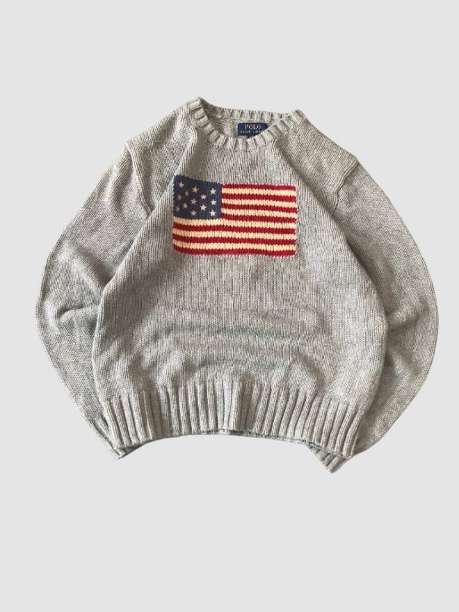 VINTAGE POLO RALPH  LAUREN FLAG SWEATER