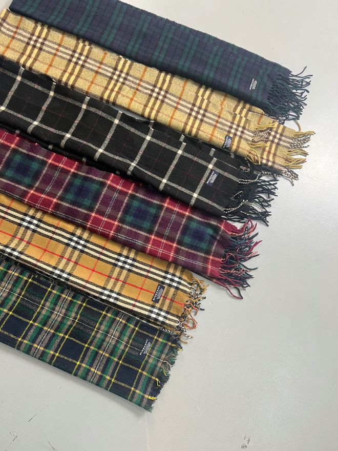 Bundle of Vintage Burberry Multicolour Check Scarves – Mixed Colors & Styles