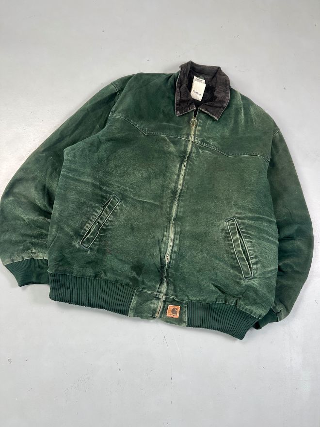 Vintage Carhartt Santa Fe Blanket Lined Denim Jacket – Green – Men’s XL