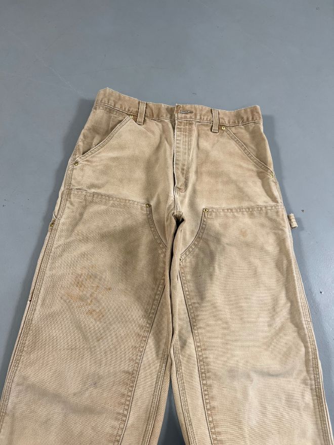 Vintage Carhartt Double Knee Work Pants – Beige / 90s Workwear Classic