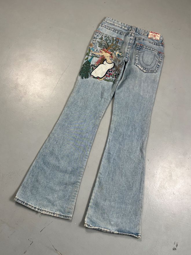 Vintage True Religion Embroidered Denim Jeans – Size 26