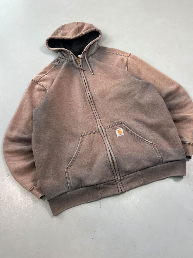 Rare Vintage Sunfaded Carhartt Zip-Up Hoodie – Grey – Size L