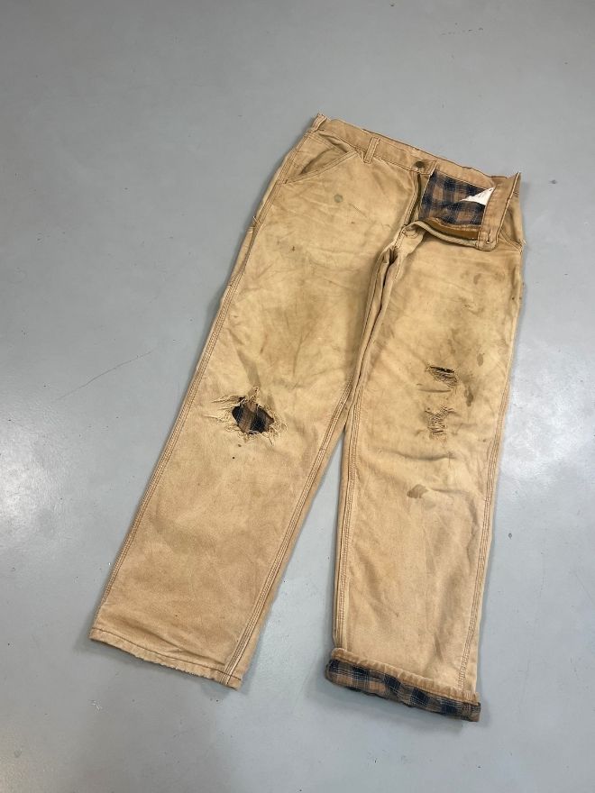 Vintage Carhartt B111 BRN Blanket Lined Carpenter Denim