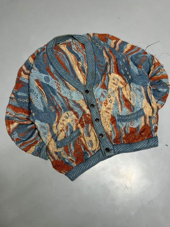 Vintage Coogi Multicolor Button-Up Sweater – Coogi Blue (L)