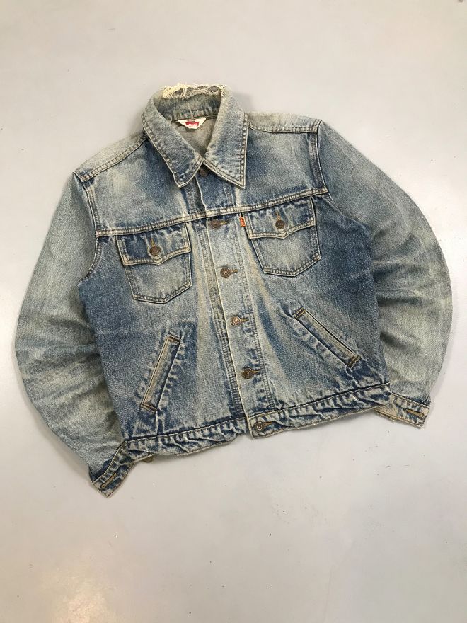 Sunfaded Vintage Levi’s Orange Tab Denim Jacket – Blue – Size XS