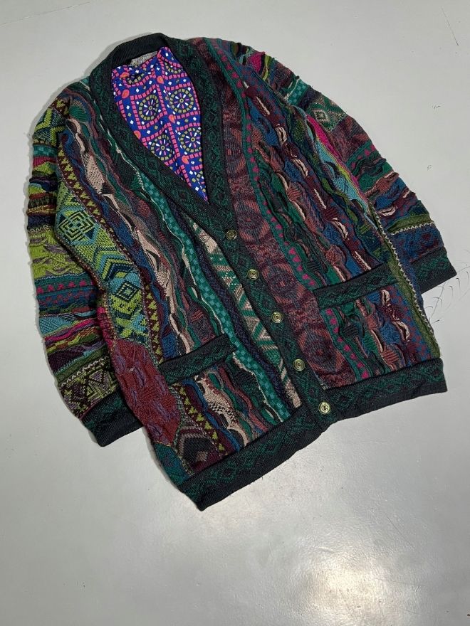Vintage Coogi 3D Multicolor Knit Cardigan – Size S