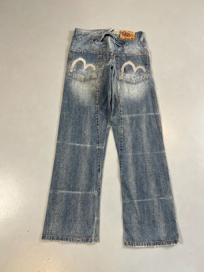 Vintage Evisu-Inspired Buckle Belt Denim – Blue (Men’s 30)