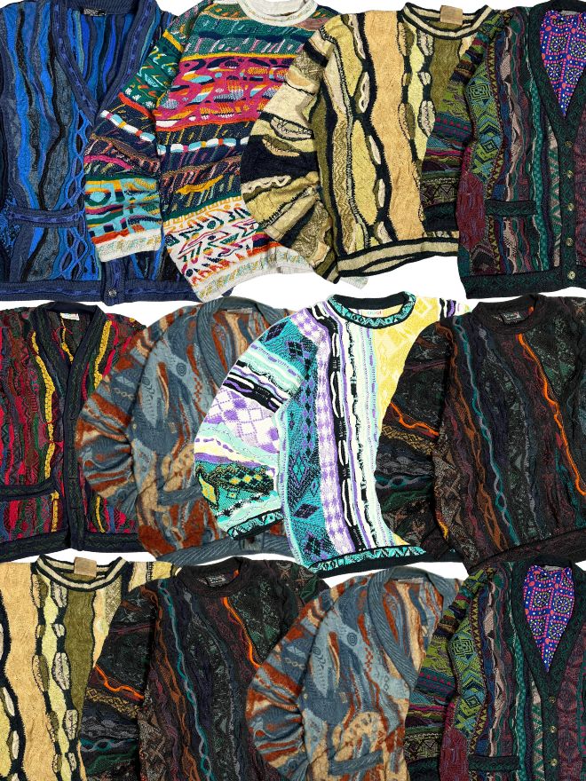 Bundle of  Vintage Coogi Multicolor 3D Knit Sweaters