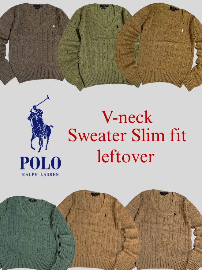 Bundle of Polo V-Neck Cable Knit Sweaters – Factory Leftover