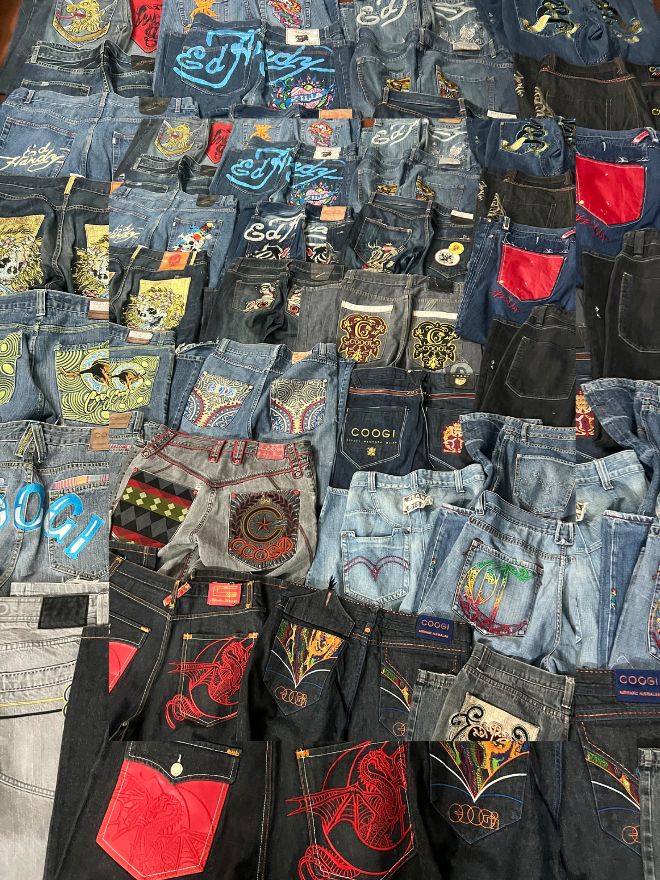 BUNDLE OF VINTAGE EMBROIDERED HIP HOP BRANDED PANTS