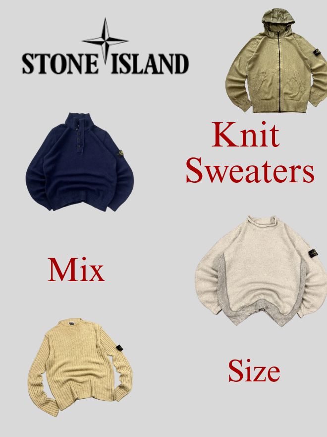 Bundle of 4 Vintage Stone Island Knit Sweaters – Mixed Sizes (Grade AB)