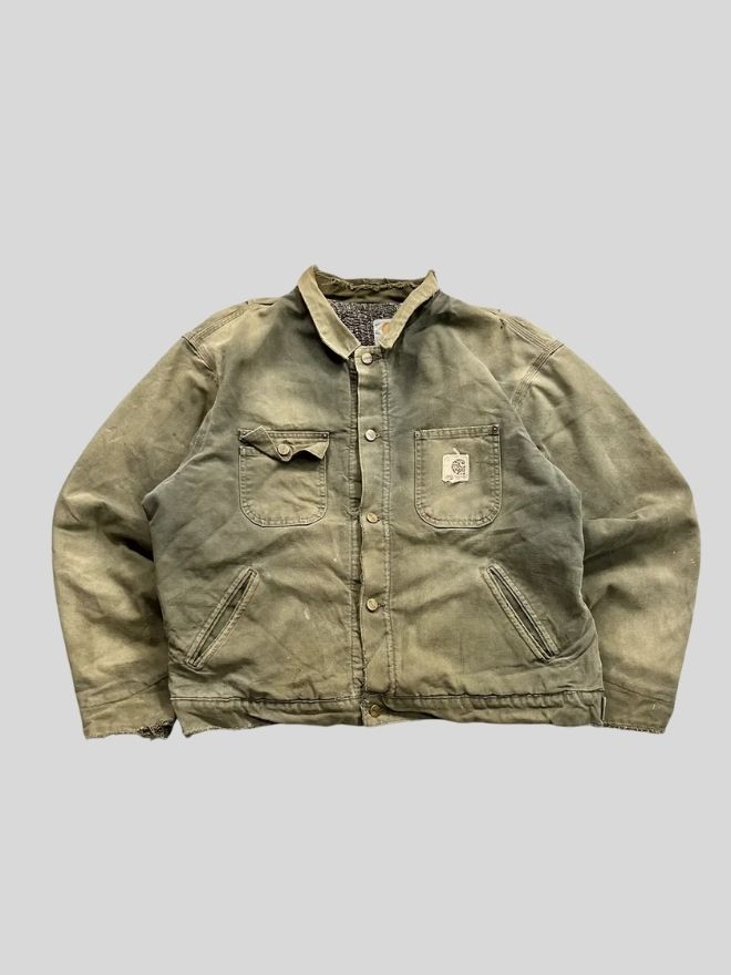 Rare Vintage Carhartt Blanket Lined Chore Denim Jacket – Green – XL