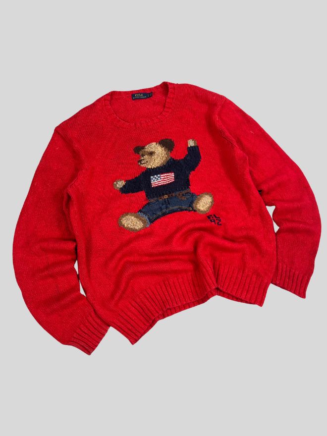 Vintage Polo Ralph Lauren Bear Knit Sweater (Size L)