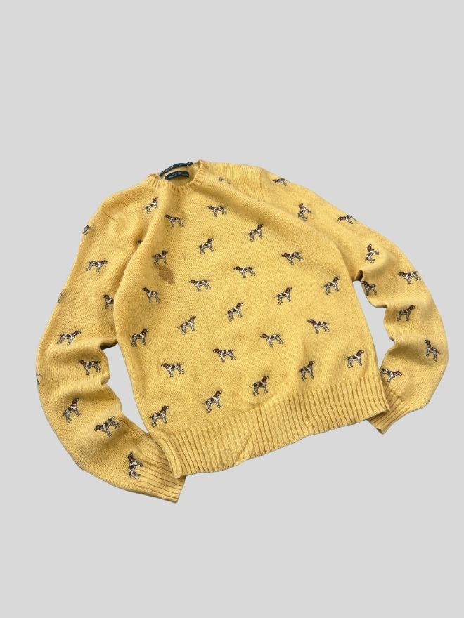 Vintage Polo Ralph Lauren Knit Sweater — Multiple Dogs Graphic | Men’s M