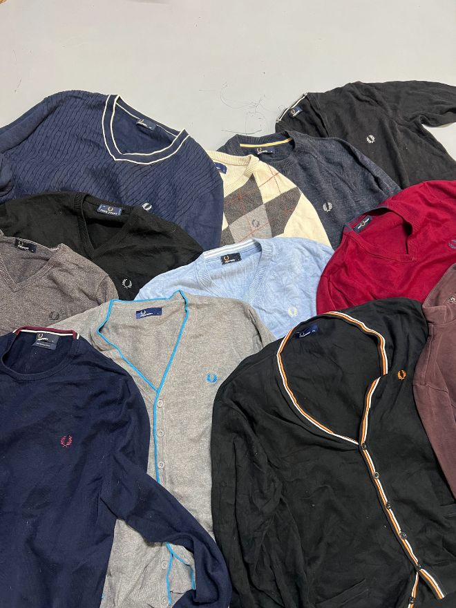 Bundle of Vintage Fred Perry Knit Sweaters – Mixed Neck Styles (Grade A)