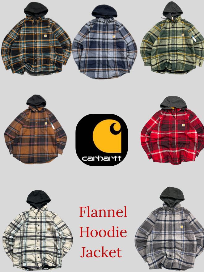 Bundle of Factory Leftover Flannel Hooded Jackets – New / Unworn (Grade A)