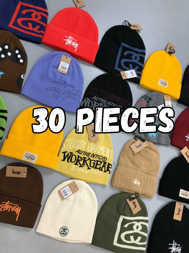 Bundle of Factory Leftover Stüssy Beanie  Caps – (30pcs)
