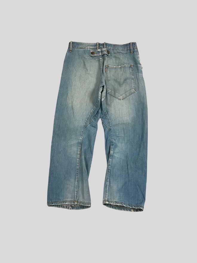 Vintage Levi’s Engineer Jeans with Buckle Belt | Distressed Workwear Denim | Size 32