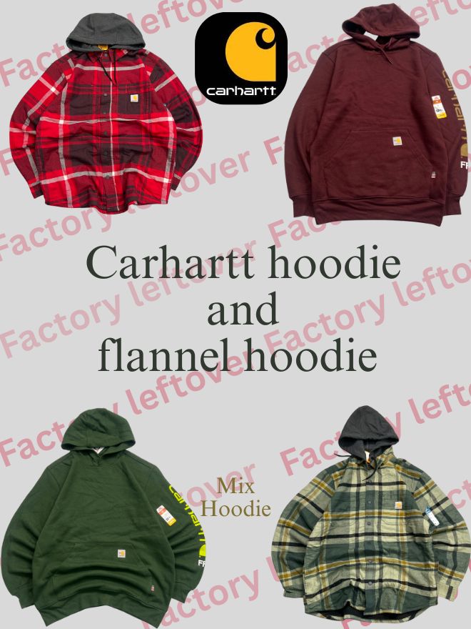 Bundle of Factory Leftover Carhartt Hoodies & Flannel Hooded Jackets – New / Unworn (Grade A)