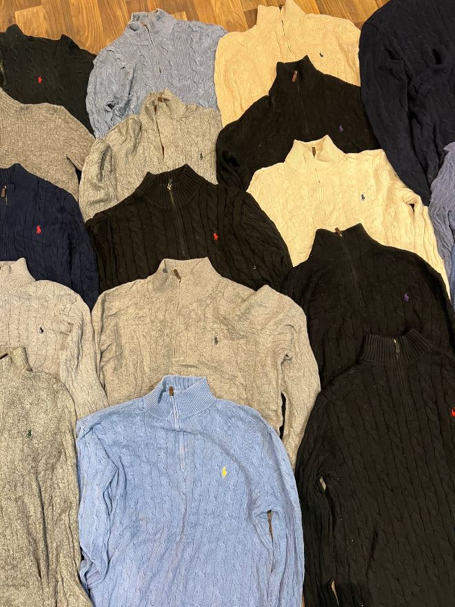 Bundle of Vintage Ralph Lauren Polo 1/4 Cable Knit Zipper Sweaters