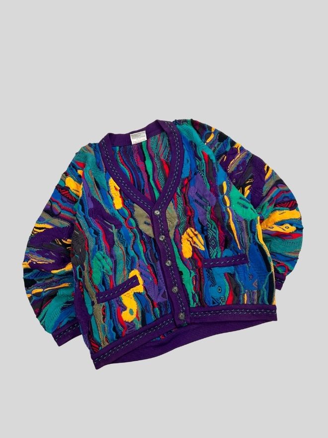 Vintage COOGI Multicolor Knit Sweater | 3D Textured Pattern | Size L