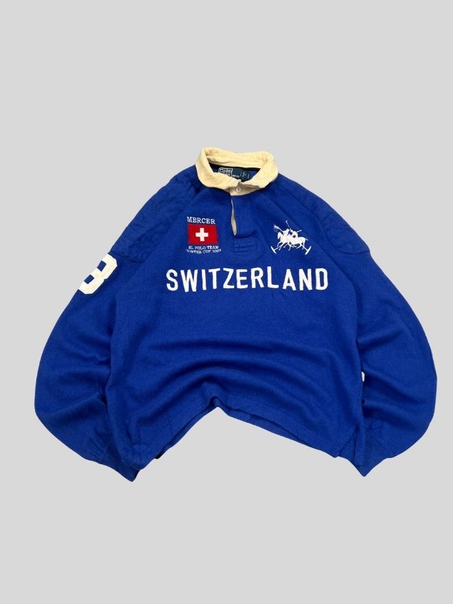 Vintage Polo Ralph Lauren Big Pony Wool Rugby Shirt (Size L)