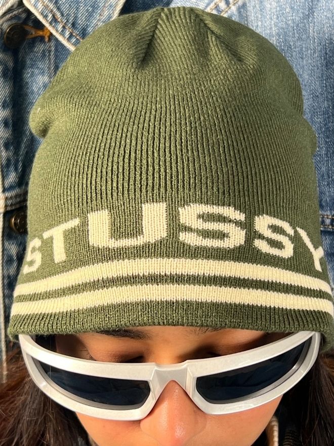 Stüssy Olive Green Cap with Front Logo Design – One Size | Streetwear Essential