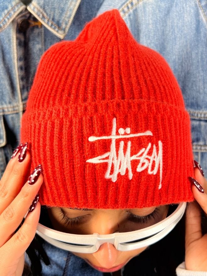 Stüssy Knit Beanie Cap – One Size | Orange | Streetwear Classic