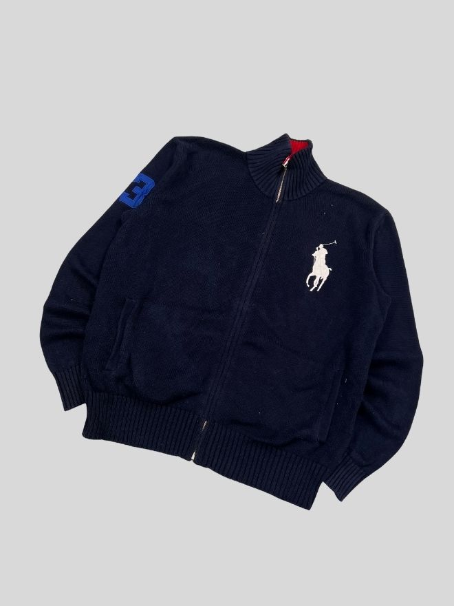 Vintage Polo Ralph Lauren Big Pony Zipper Sweater (Blue / Size S)