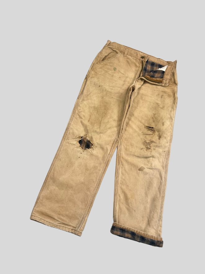 Vintage Carhartt B111 BRN Blanket Lined Carpenter Denim