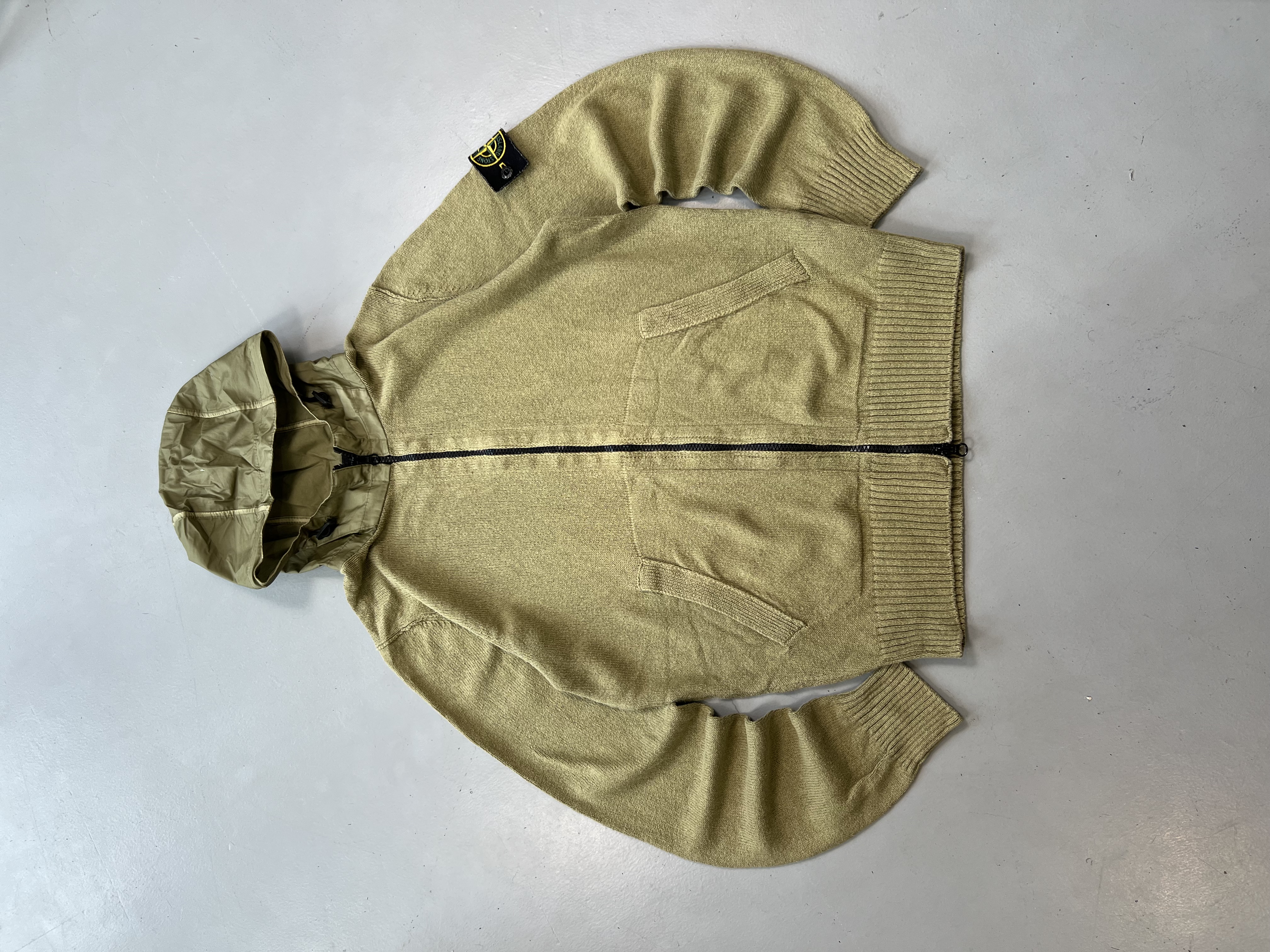 Vintage Stone Island Button-Up Knit Sweater – Gold Streetwear (Size S)