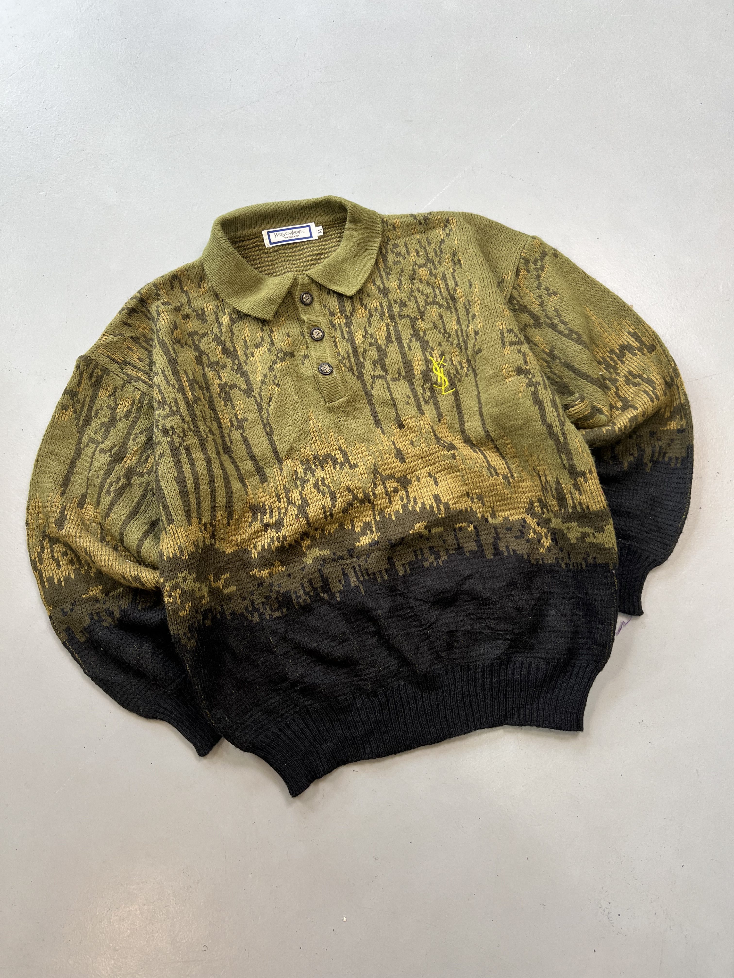Vintage Yves Saint Laurent Multicolored Knit Sweater – Streetwear (Size S)