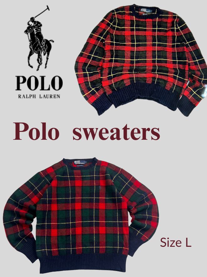 Bundle of 2 Pcs Vintage Polo Ralph Lauren Multicolor Sweaters
